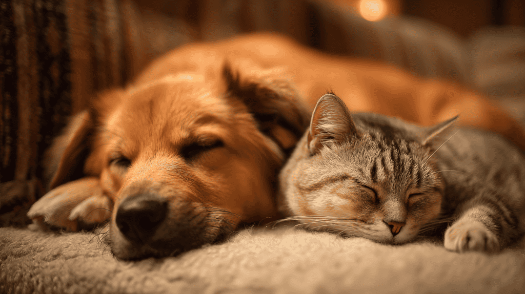 u8595594927_Two_pets_a_dog_and_cat_curled_up_cozy_evening_amb_063edb40-3d21-42c4-b1af-67e11daffbdd_3